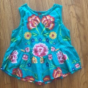 Floral Sleeveless Kids Top - Blue and Pink